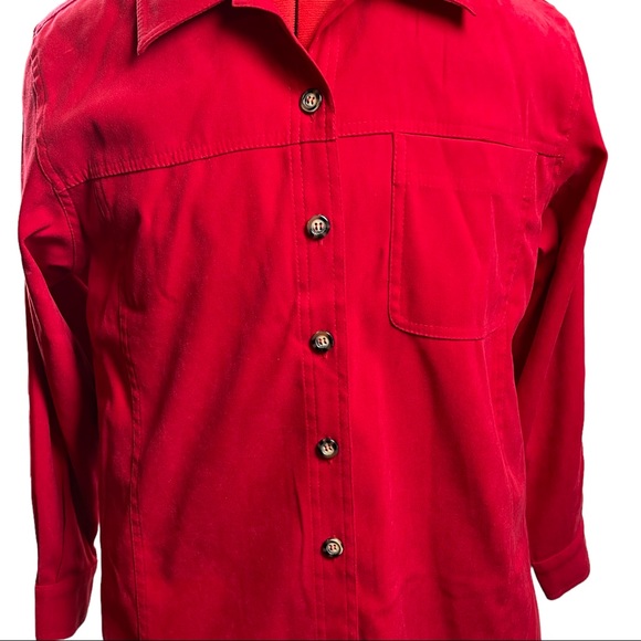 Talbots Petite Stretch Long Sleeve Button Down Red Shirt Size S. - Picture 3 of 13